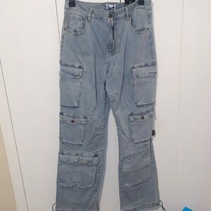 Fashion Nova Women's Blue Cargo Jeans